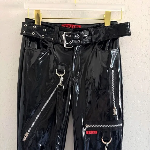 NEW TRIPP NYC Black Vinyl Rage Bondage Pants Size 25 - Picture 10 of 14